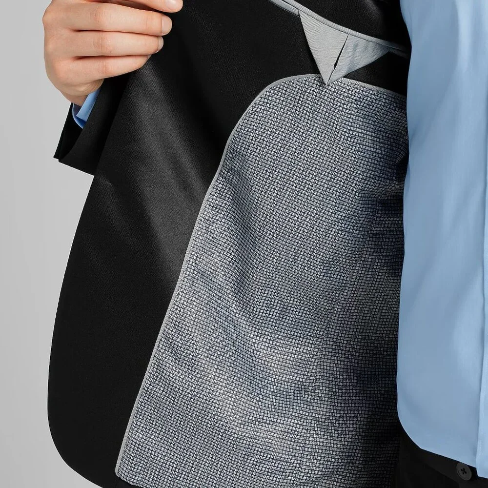 NEW Egara Skinny Fit Satin Peak Lapel Black Tuxedo Jacket 40 REGULAR 40R - Picture 8 of 8